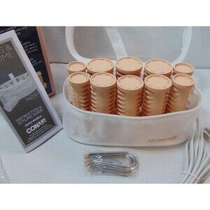 Conair Waves and Volume Compact Hot Rollers & Metal Clips Includes Bag 10 AsstSz